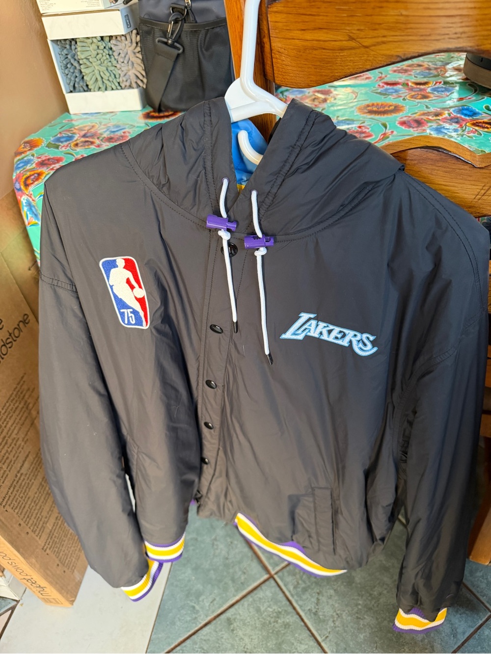 Los Angeles Lakers Black Hooded Windbreaker Jacket